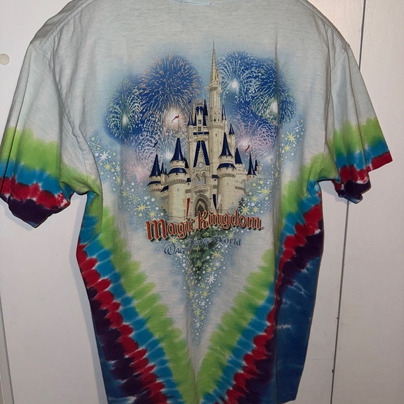 Vintage Walt Disney World Magic Kingdom Tie Dye T Shirt Mickey Goofy Donald M/L - Picture 2 of 3